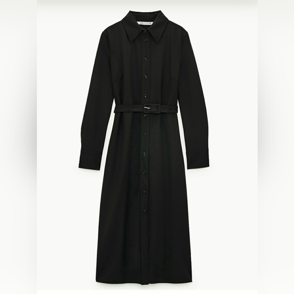 Zara Button down black Shirt Dress-XS - Picture 2 of 7